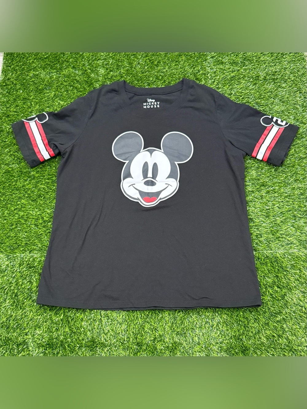 Disney Mickey Mouse Classic Big Face Varsity Stripe T-Shirt 2x New without Tags